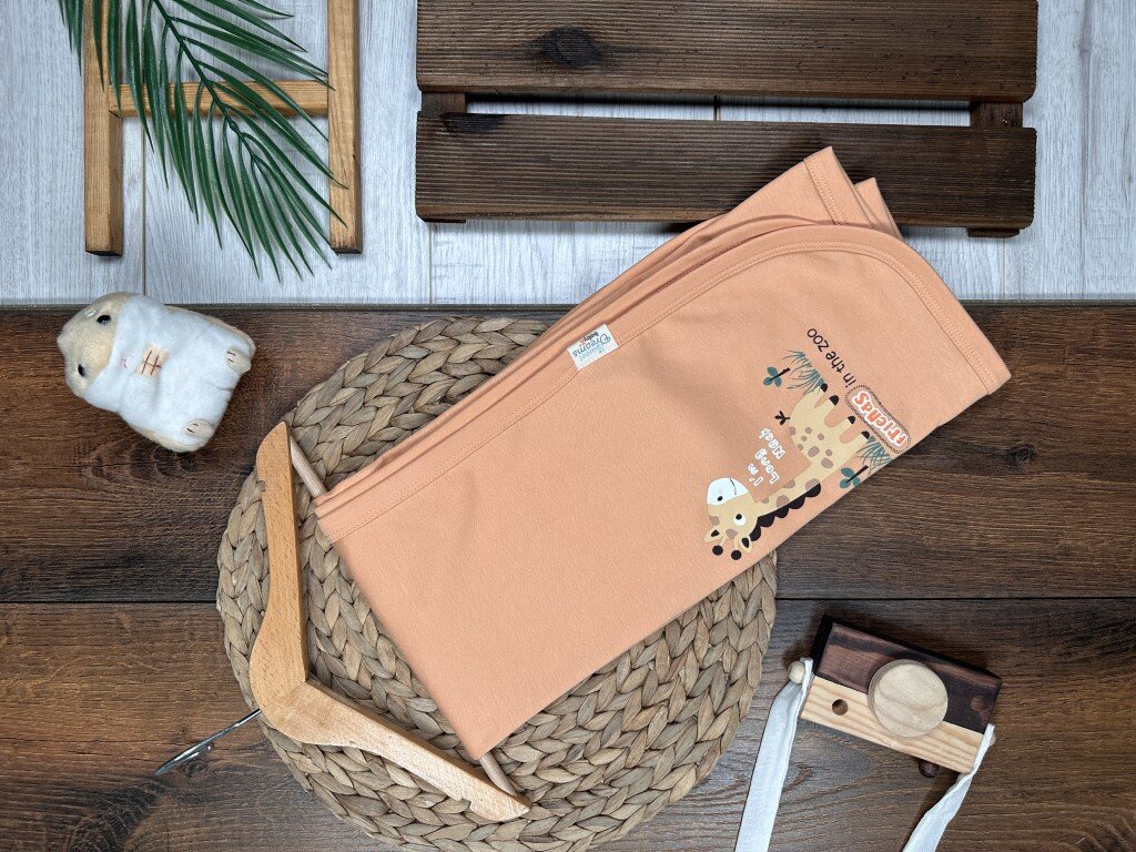 Pamuklu Hayvan Desenli Bebek Battaniyesi