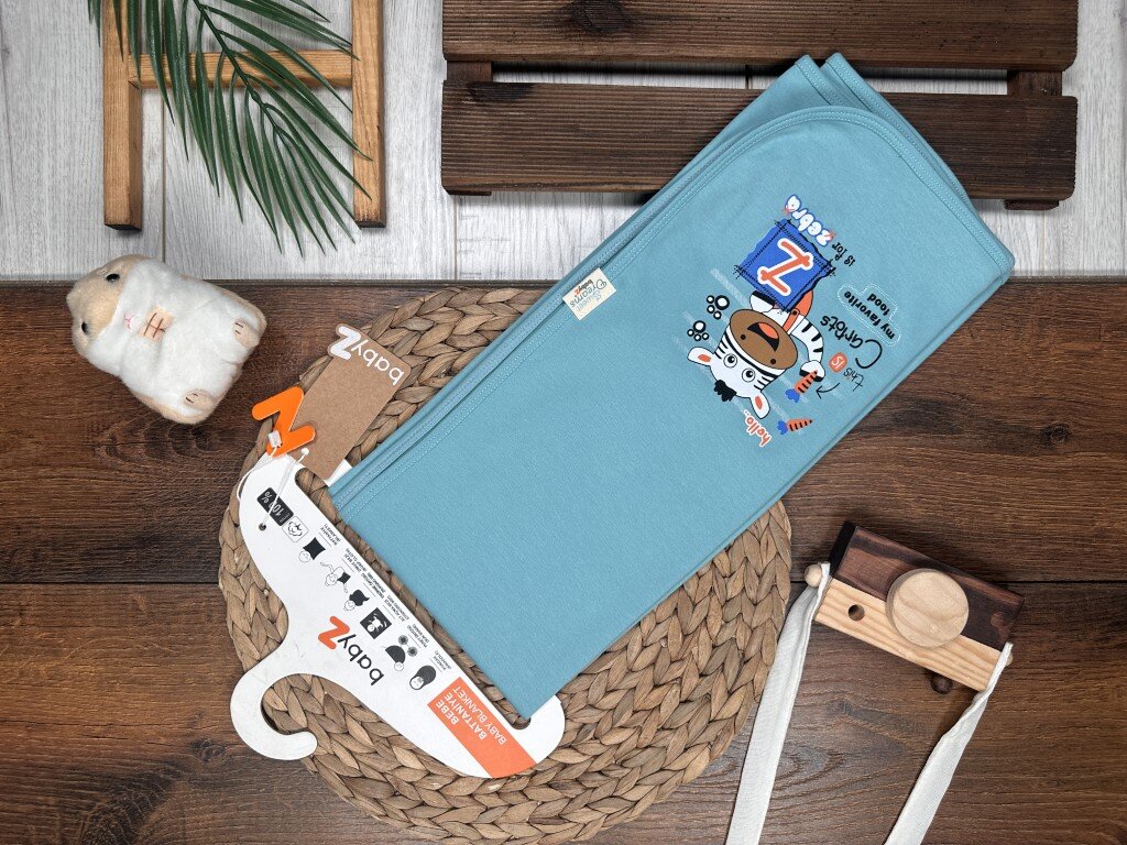 Organik Zebra Desenli Erkek Bebek Battaniye