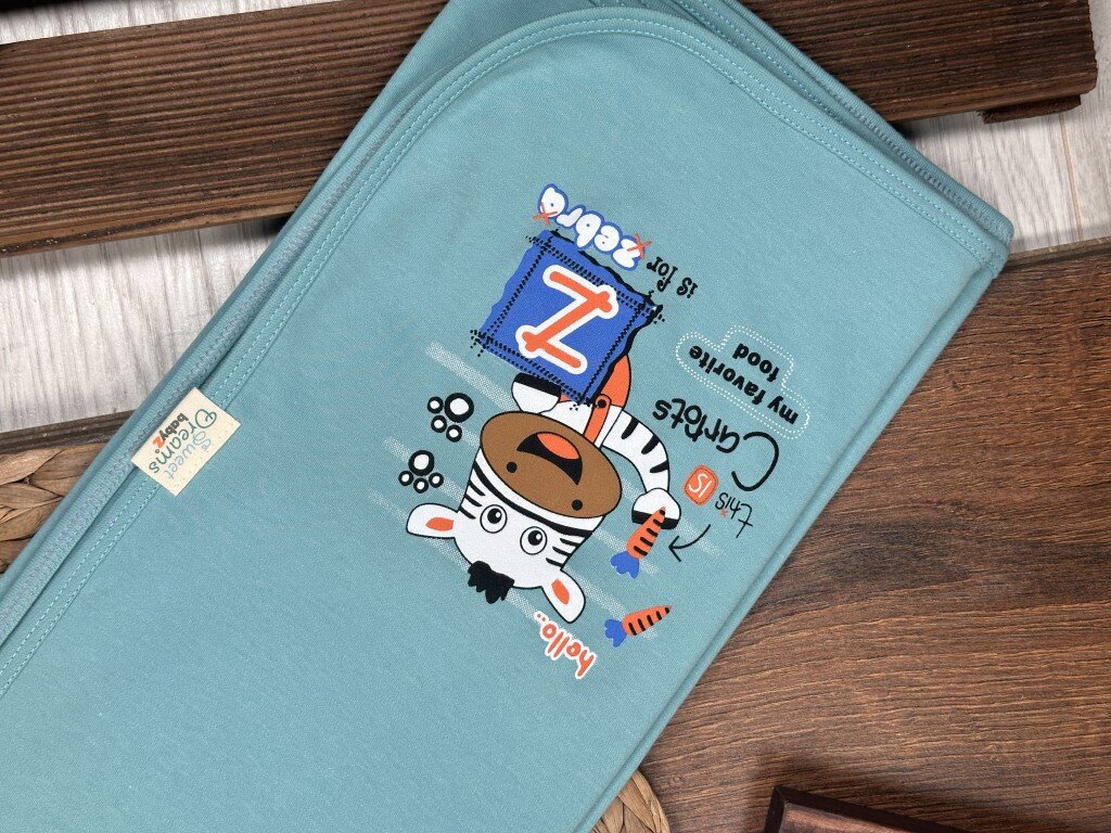 Organik Zebra Desenli Erkek Bebek Battaniye