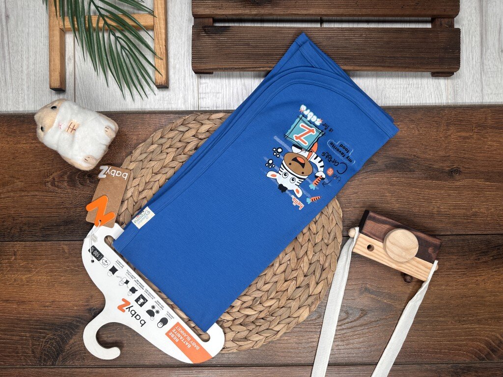 Pamuklu Sevimli Zebra Desenli Erkek Bebek Battaniye