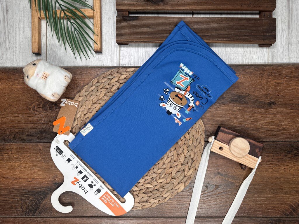 Pamuklu Sevimli Zebra Desenli Erkek Bebek Battaniye