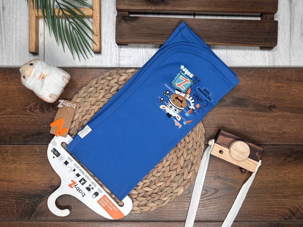 Pamuklu Sevimli Zebra Desenli Erkek Bebek Battaniye