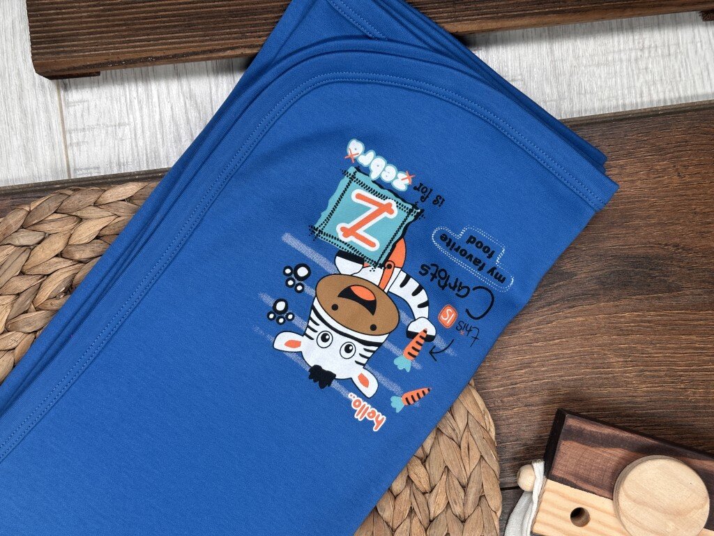 Pamuklu Sevimli Zebra Desenli Erkek Bebek Battaniye