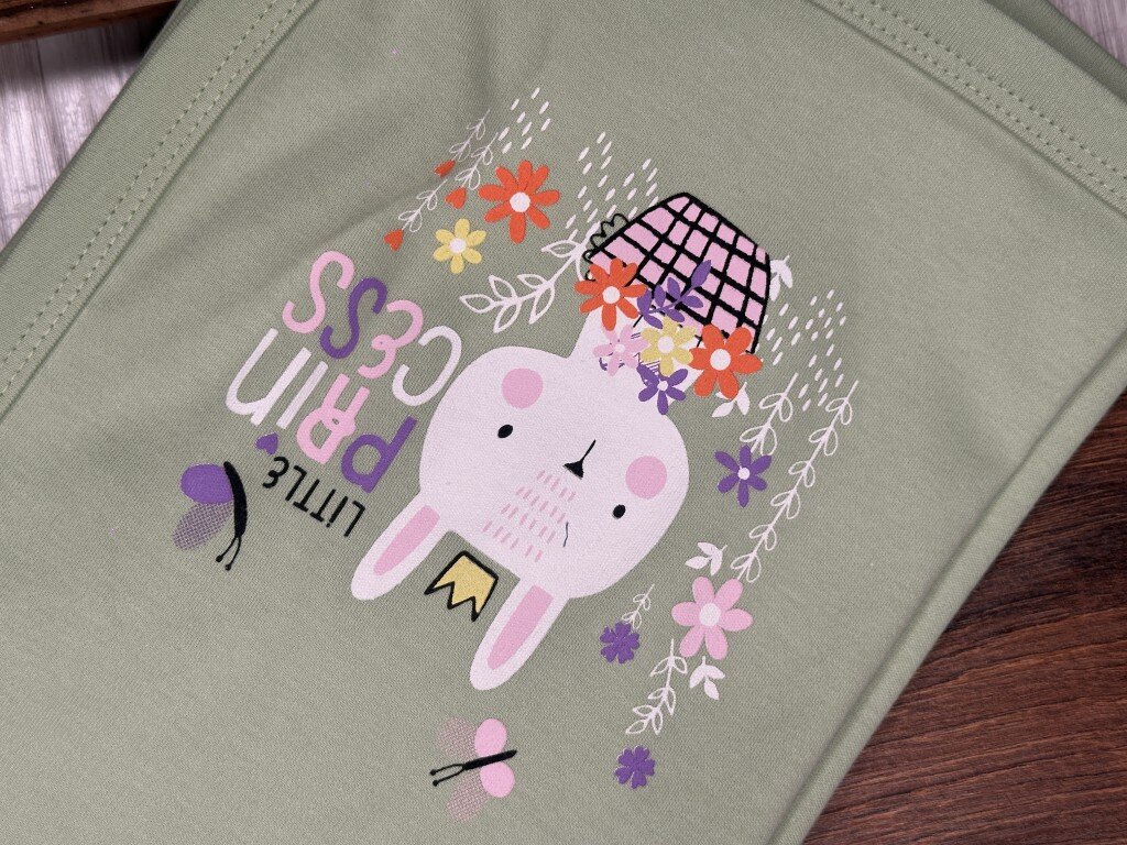 Organik Çiçekli Tavşan Desenli Kız Bebek Battaniye