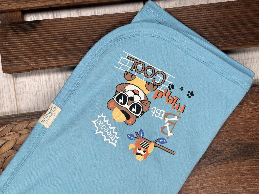 Pamuklu Eğlenceli Baskılı Erkek Bebek Battaniye