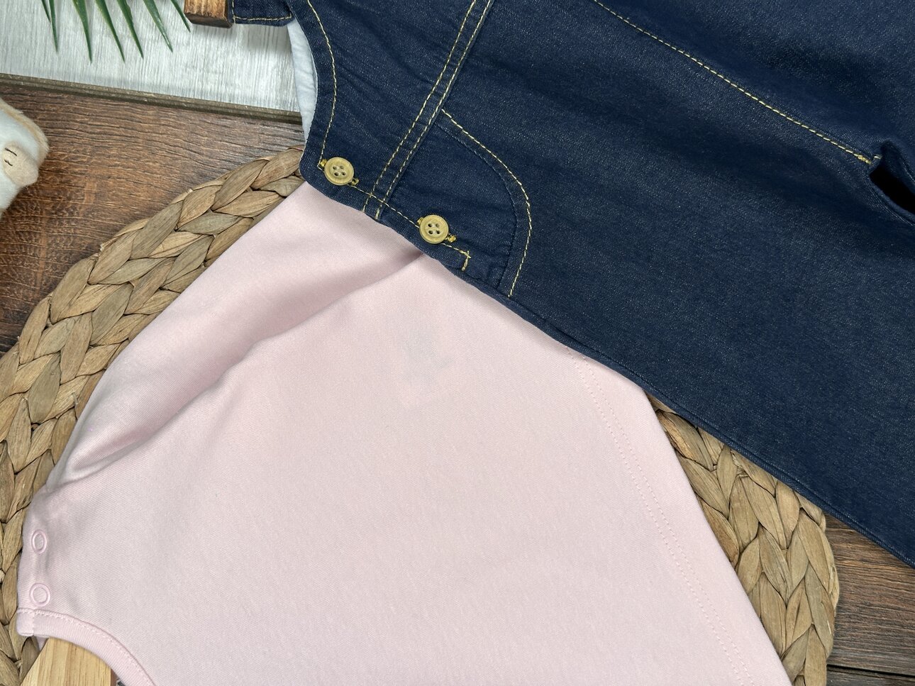 Pamuklu Kalp Detaylı Tulum  2li Kız Bebek Takım