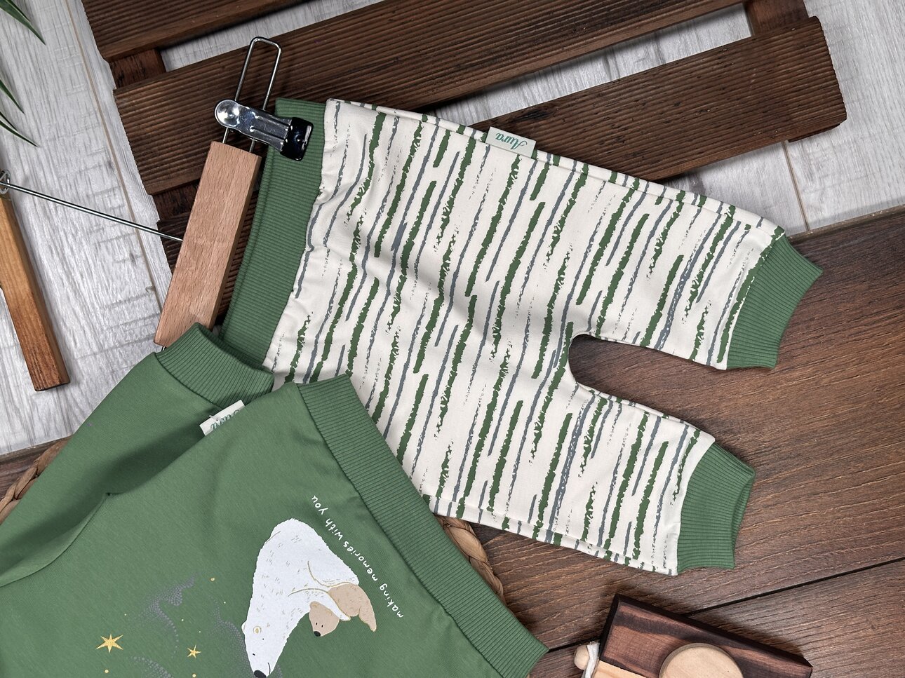 Pamuklu Yıldızlı Ayıcık Detaylı 2li Erkek Bebek Takım