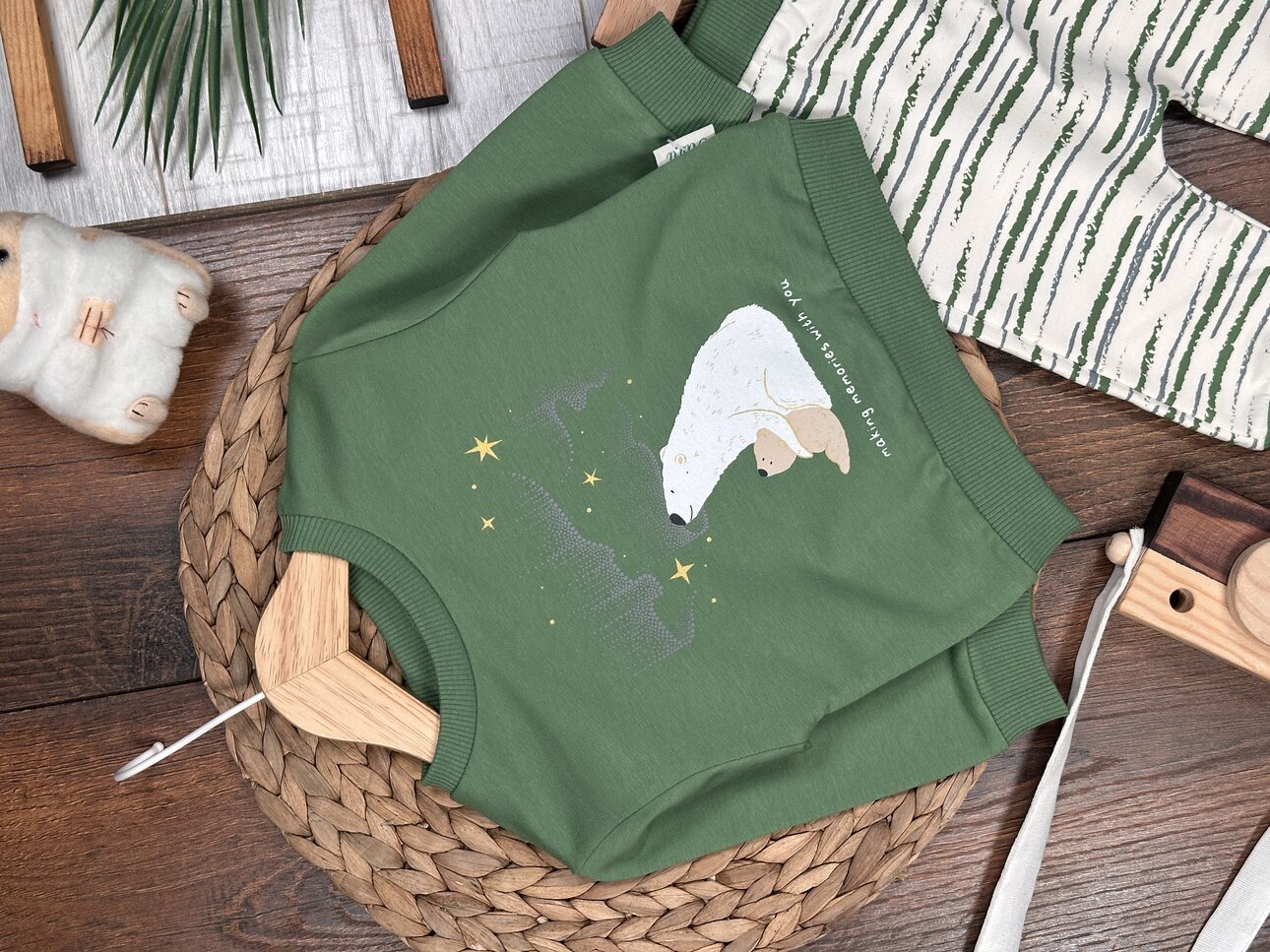 Pamuklu Yıldızlı Ayıcık Detaylı 2li Erkek Bebek Takım