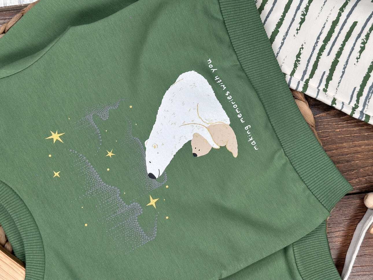 Pamuklu Yıldızlı Ayıcık Detaylı 2li Erkek Bebek Takım