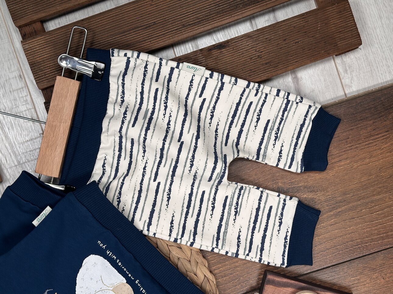 Pamuklu Ayıcık Detaylı 2li Erkek Bebek Takım