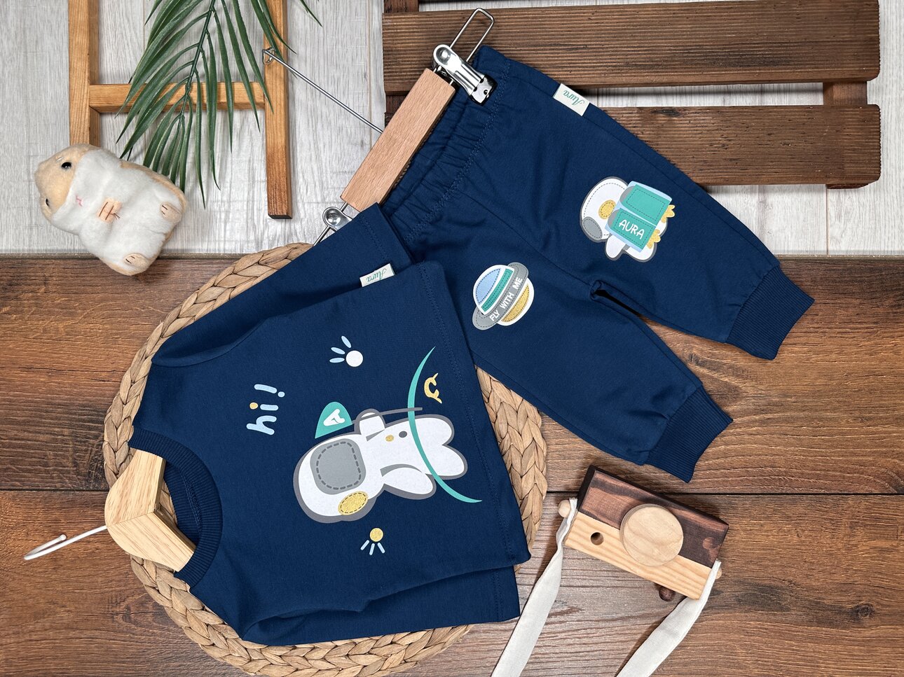 Pamuk Astronot Detaylı 2li Erkek Bebek Takım