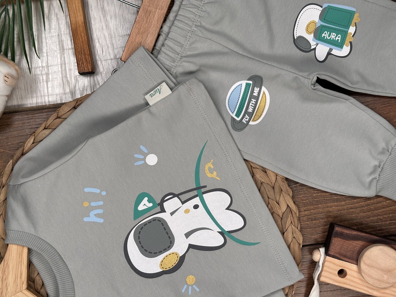 Pamuk Astronot Detaylı 2li Erkek Bebek Takım