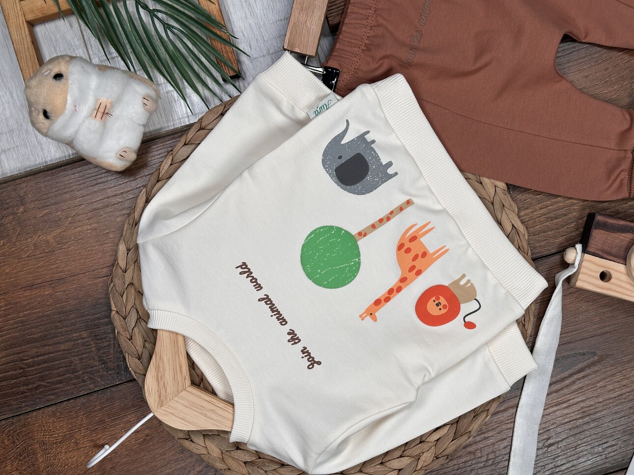 Pamuklu Animals Detaylı 2li Erkek Bebek Takım