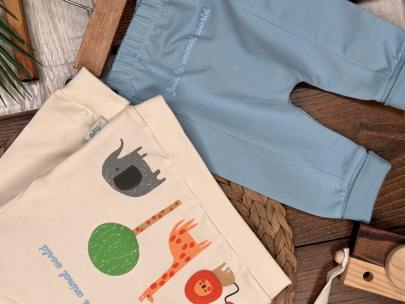 Pamuklu Animals Detaylı 2li Erkek Bebek Takım