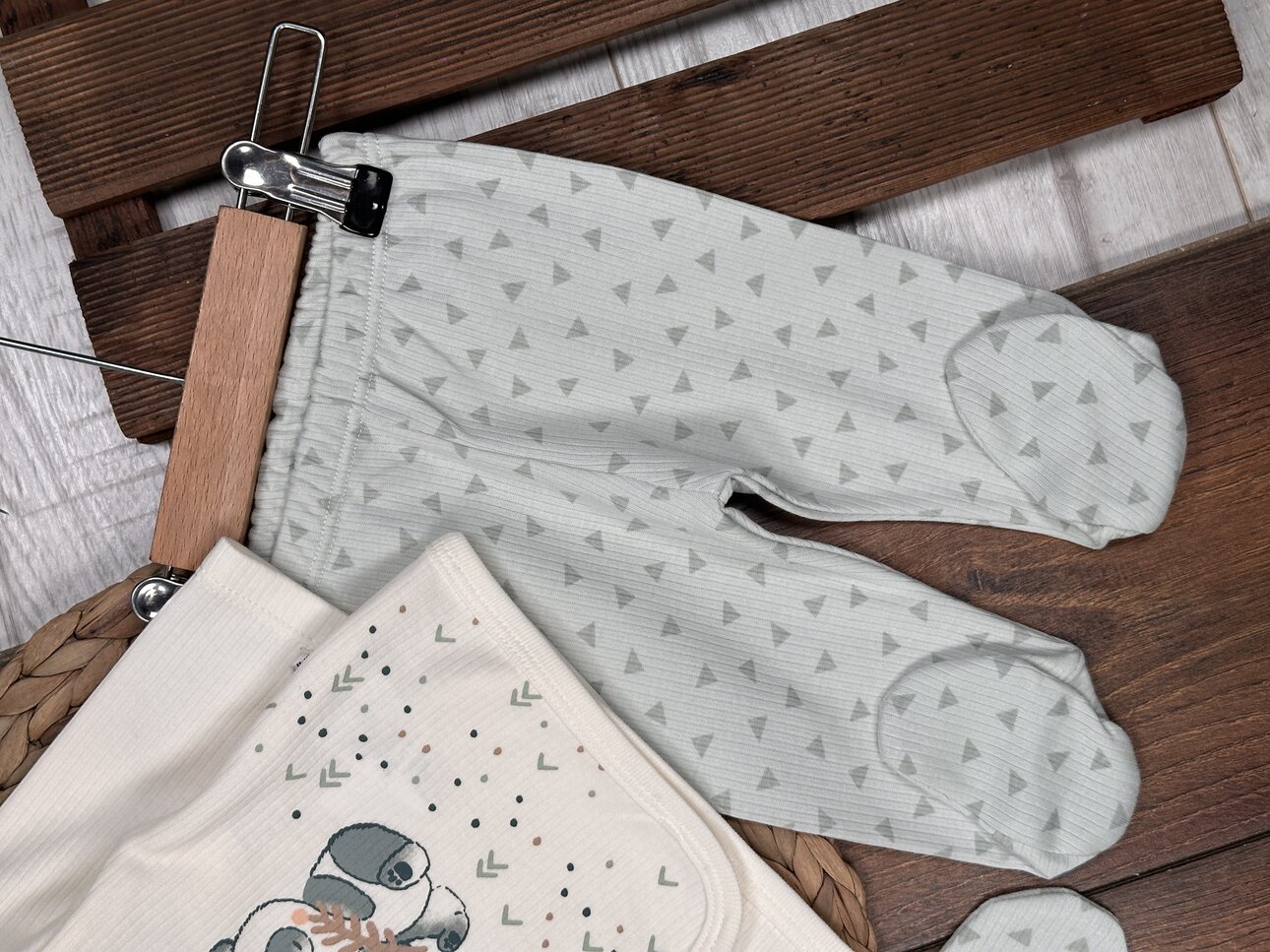 Pamuk Panda Desenli Erkek Bebek 5li Hastane Çıkışı