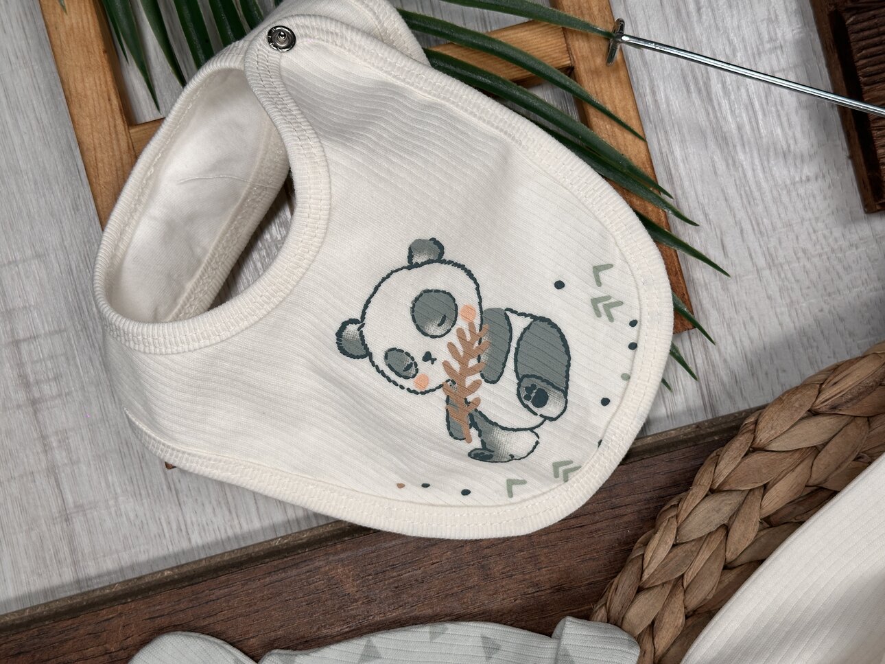 Pamuk Panda Desenli Erkek Bebek 5li Hastane Çıkışı