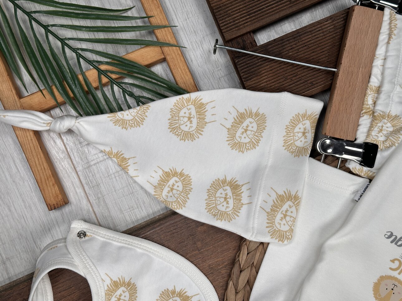 Pamuk Aslan Desenli Erkek Bebek 5li Hastane Çıkışı