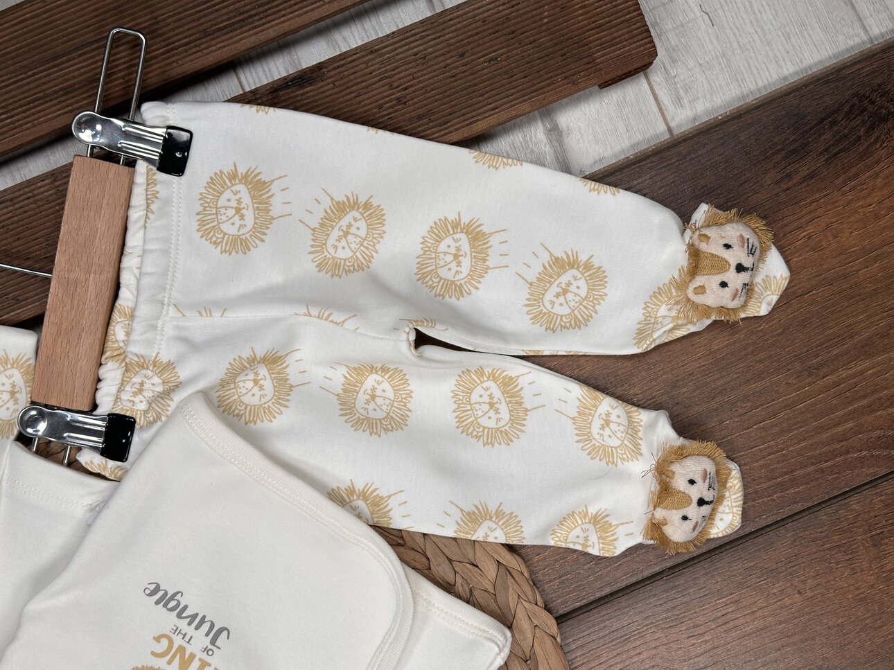 Pamuk Aslan Desenli Erkek Bebek 5li Hastane Çıkışı