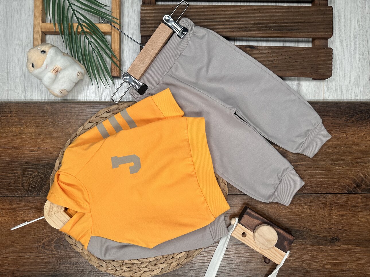 Pamuklu Kapüşonlü 2liErkek Bebek Takım