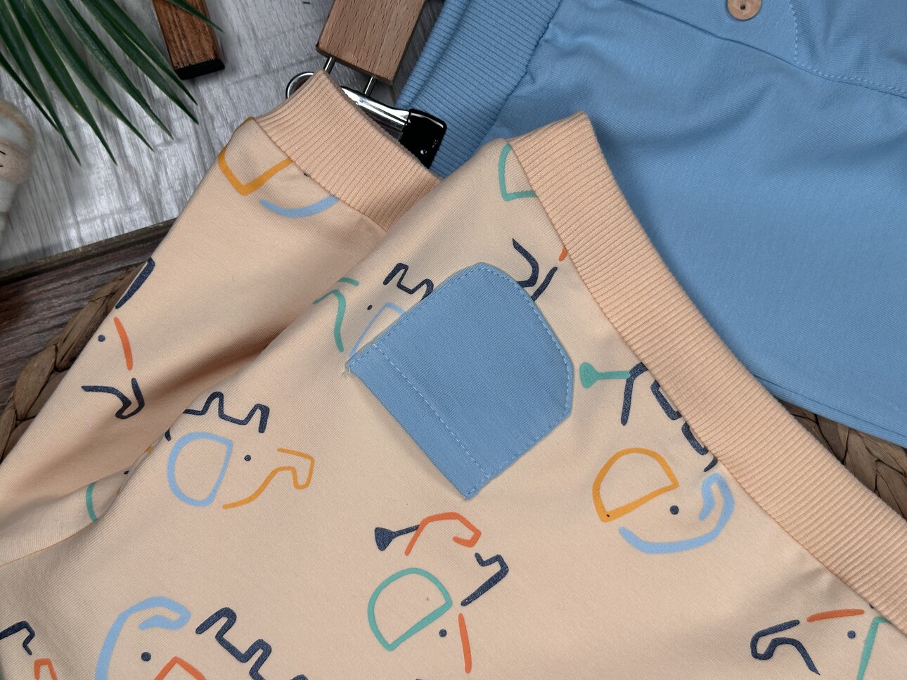 Pamuklu Fil Detaylı 2li Erkek Bebek Takım