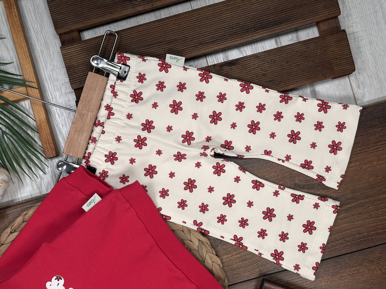 Pamuklu Çiçek Detaylı 2li Kız Bebek Takım