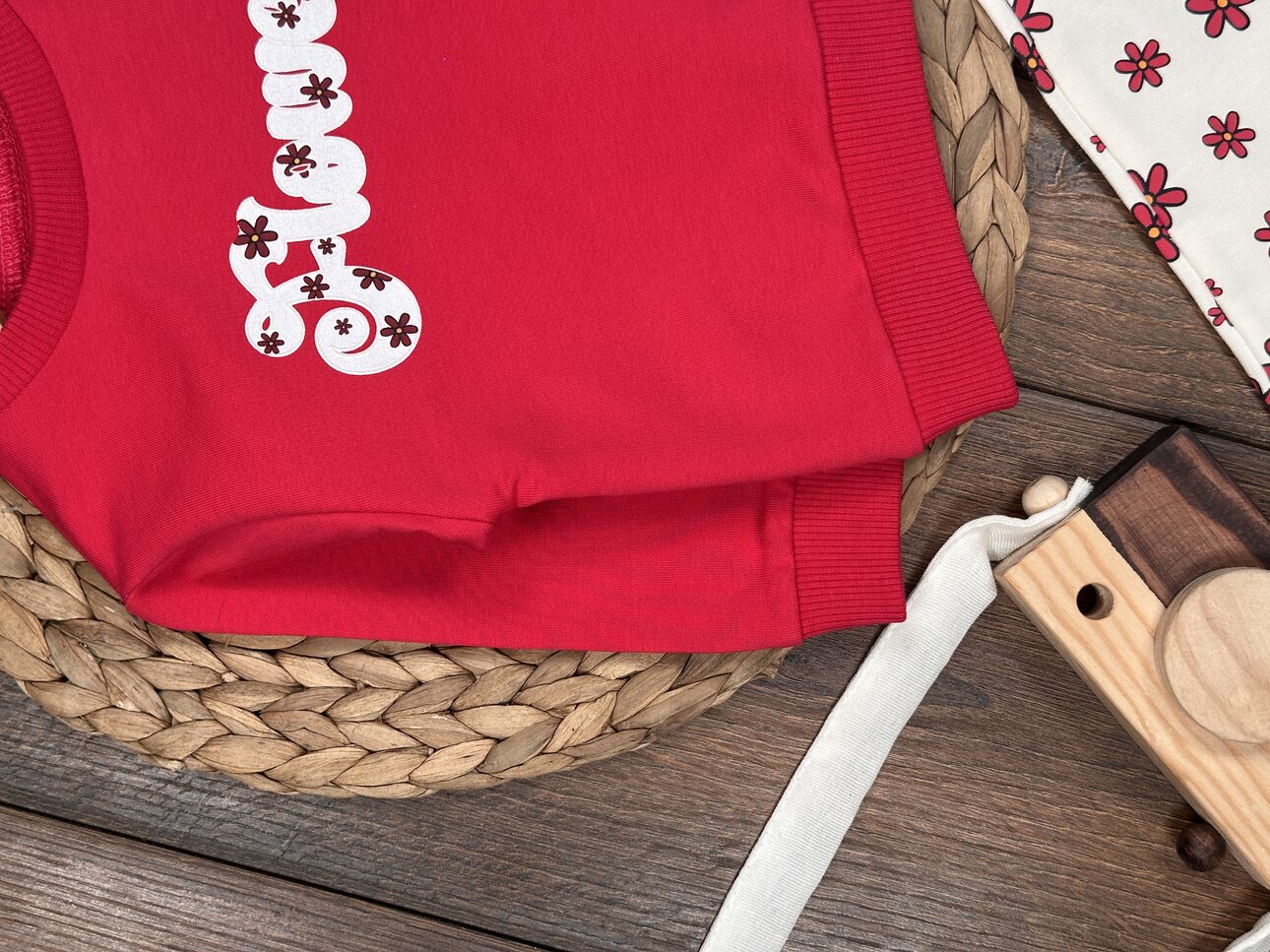 Pamuklu Çiçek Detaylı 2li Kız Bebek Takım