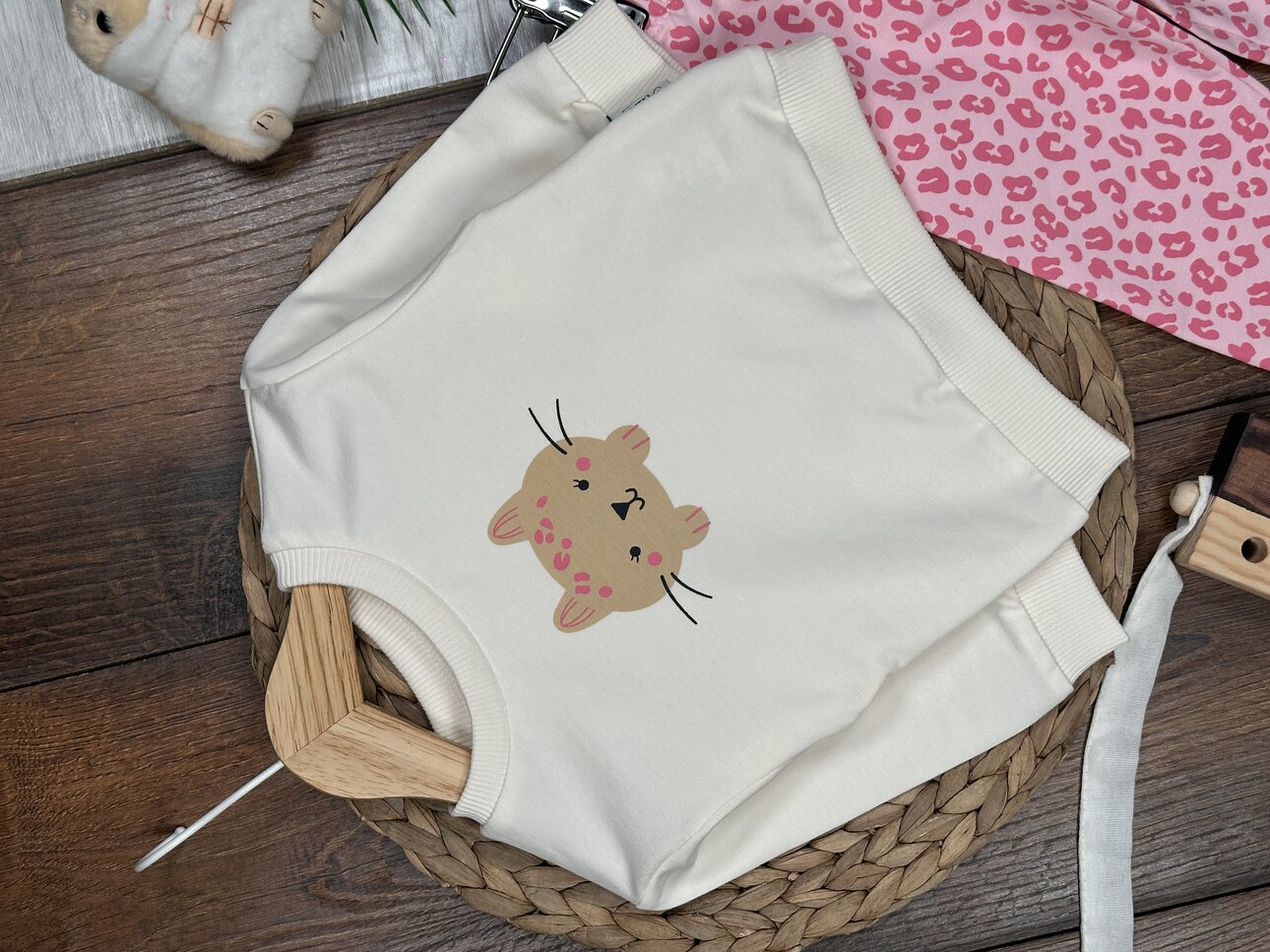 Pamuklu Kedi Desenli 2li Kız Bebek  Takım