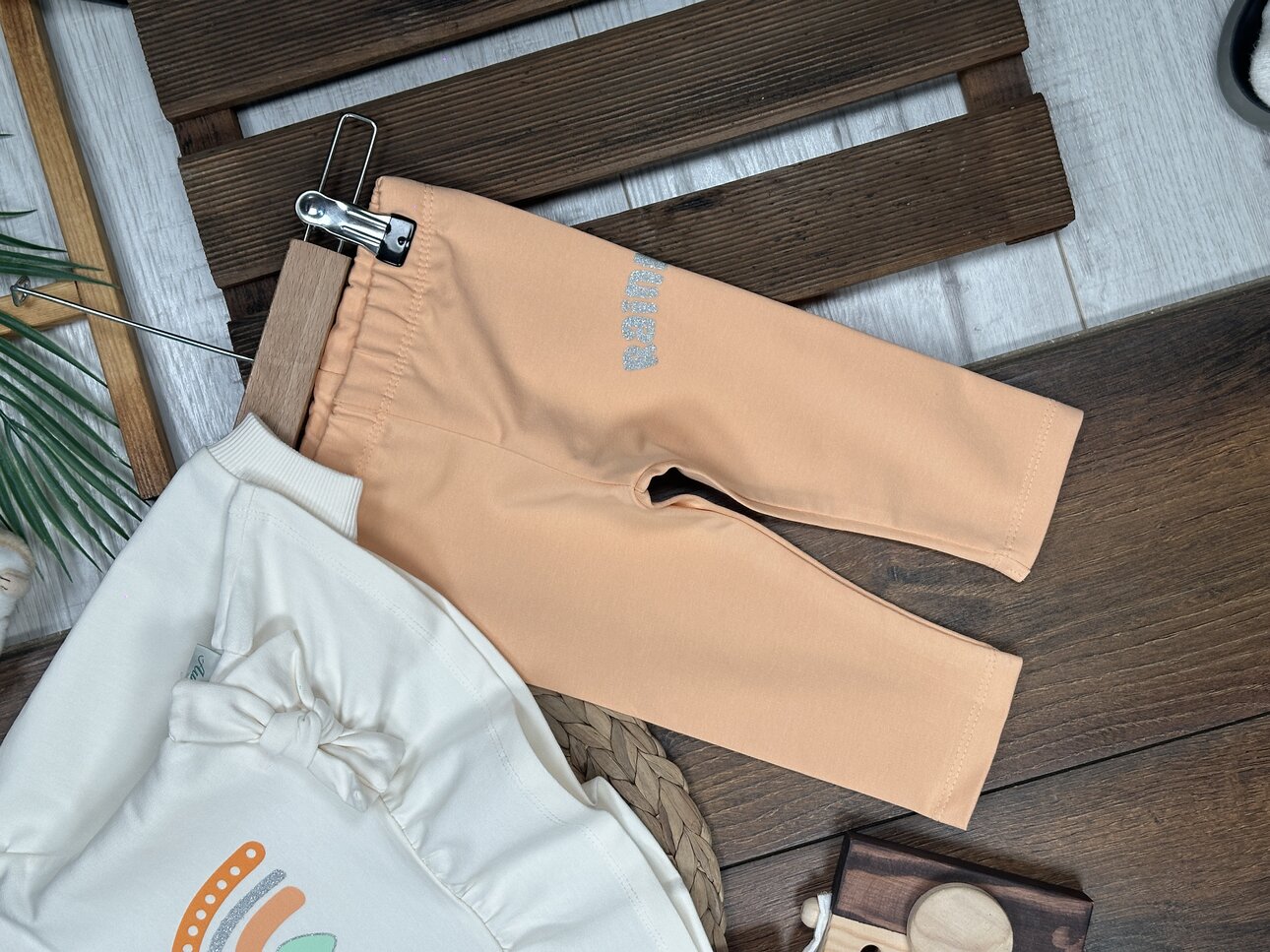 Pamuklu Gök kuşağı Detaylı 2li  Kız Bebek Takım