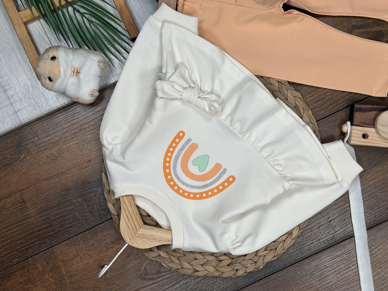 Pamuklu Gök kuşağı Detaylı 2li  Kız Bebek Takım