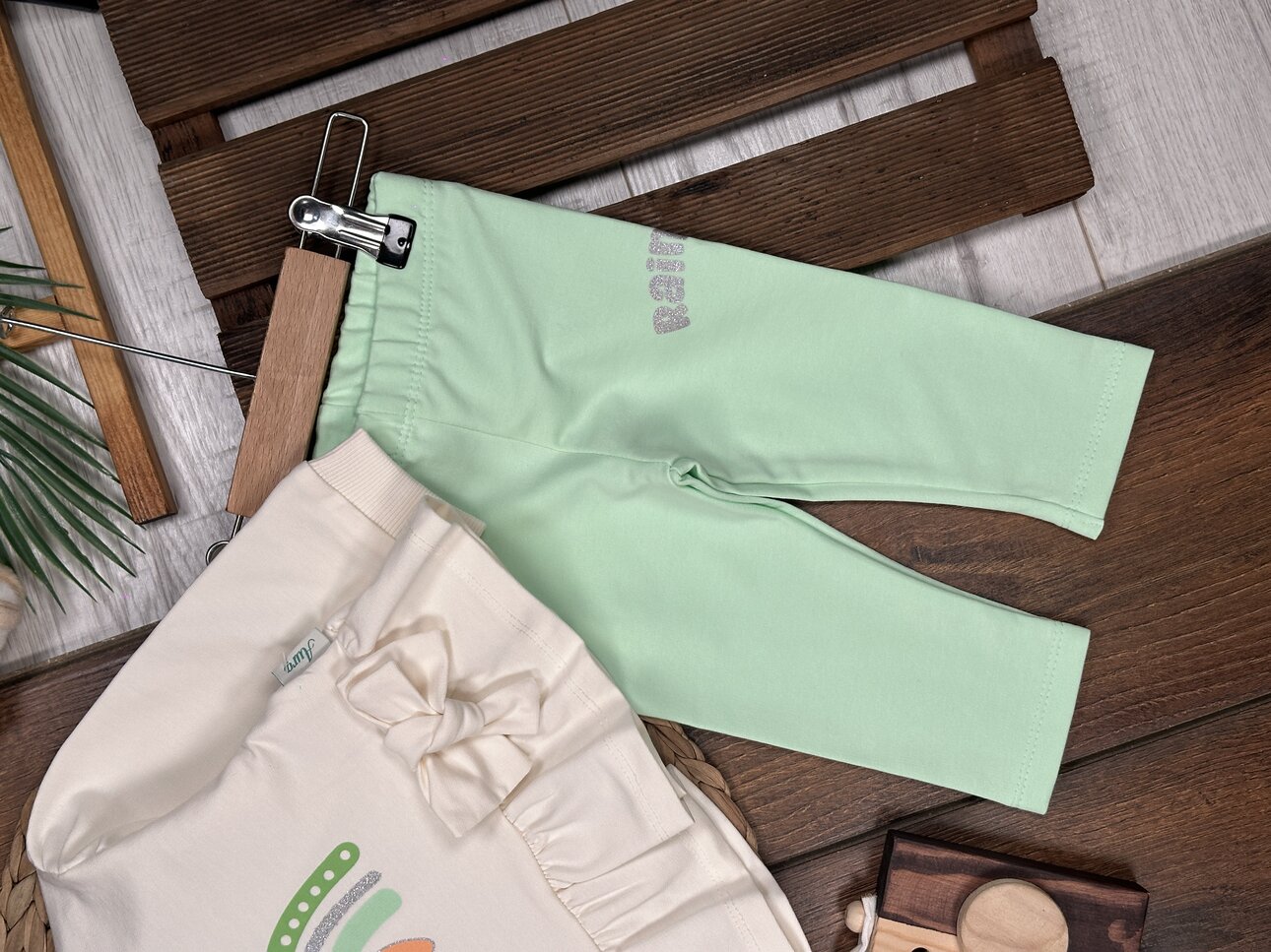 Pamuklu  Gökkuşağı Detaylı 2li  Kız Bebek Takım