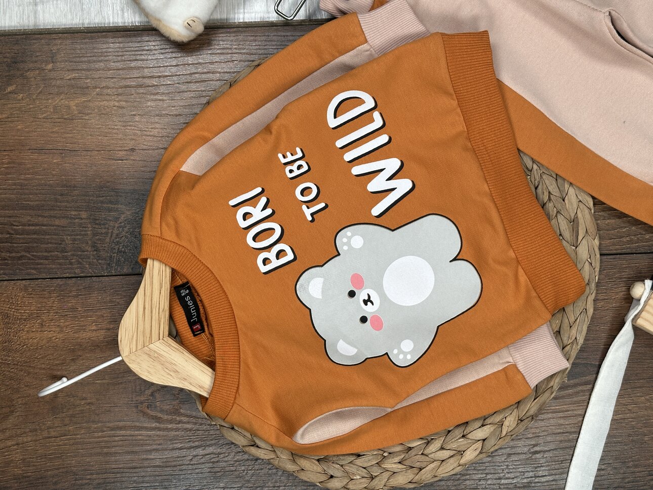 Pamuklu Ayıcık Detaylı 2li Erkek Bebek Takım