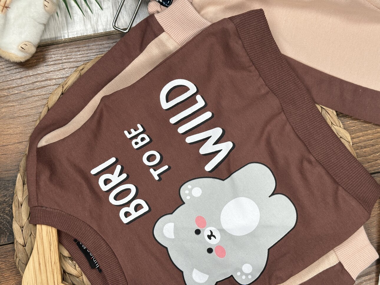 Pamuklu Ayıcık Detaylı 2li Erkek Bebek Takım