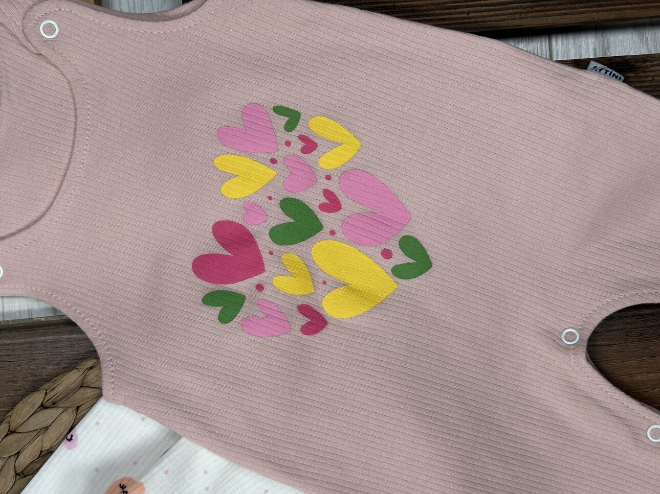 Pamuklu Kalp Detaylı 2li Tulum Kız Bebek Takım