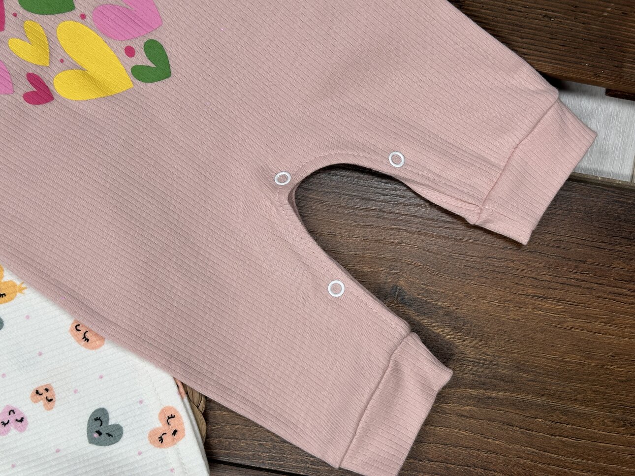 Pamuklu Kalp Detaylı 2li Tulum Kız Bebek Takım