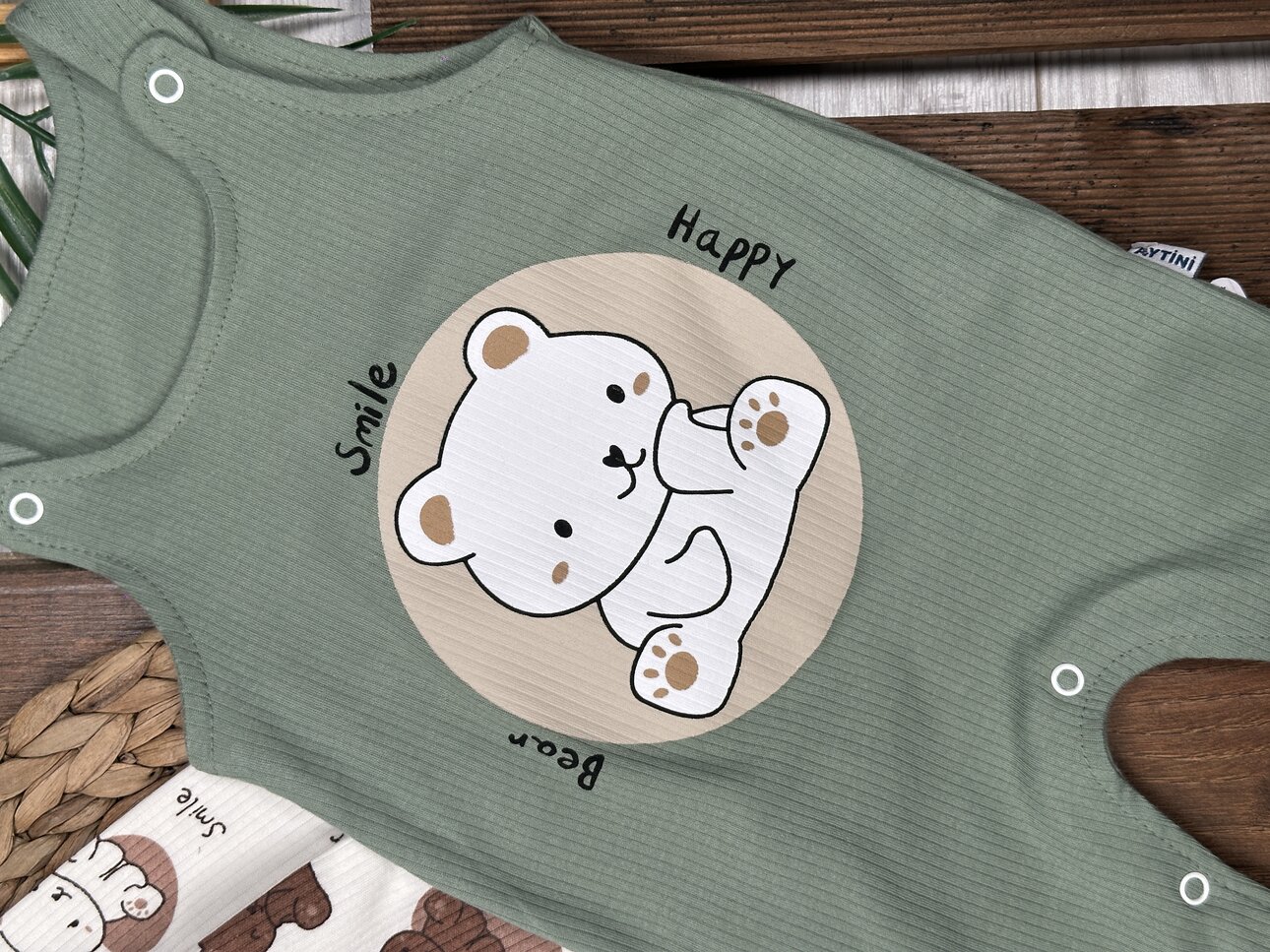 Pamuklu Ayıcık Detaylı 2li Tulum Erkek Bebek Takım