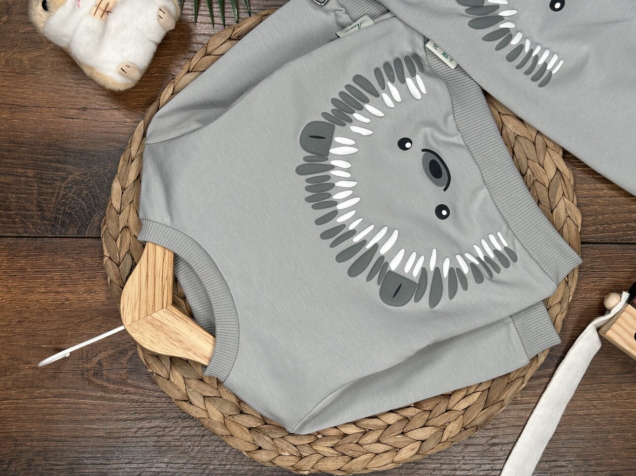 Pamuklu Kirpi Detaylı 2li Erkek Bebek Takım