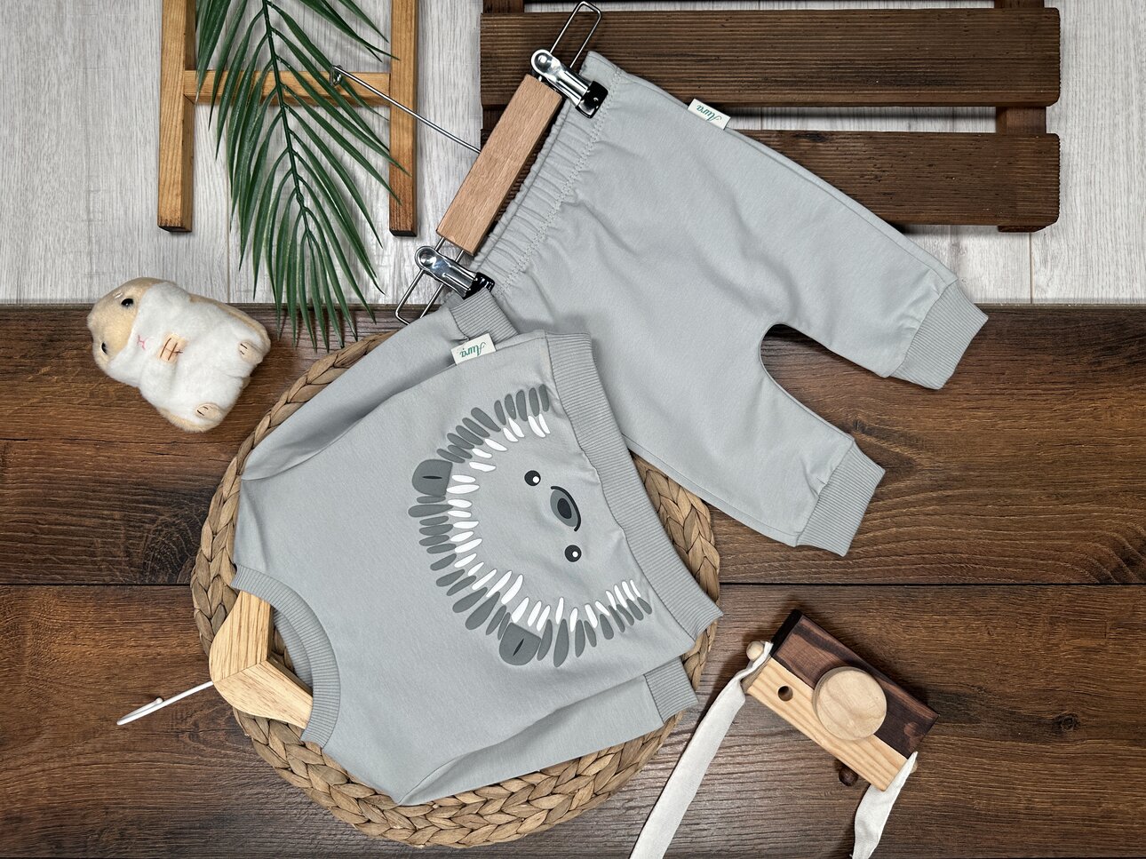 Pamuklu Kirpi Detaylı 2li Erkek Bebek Takım