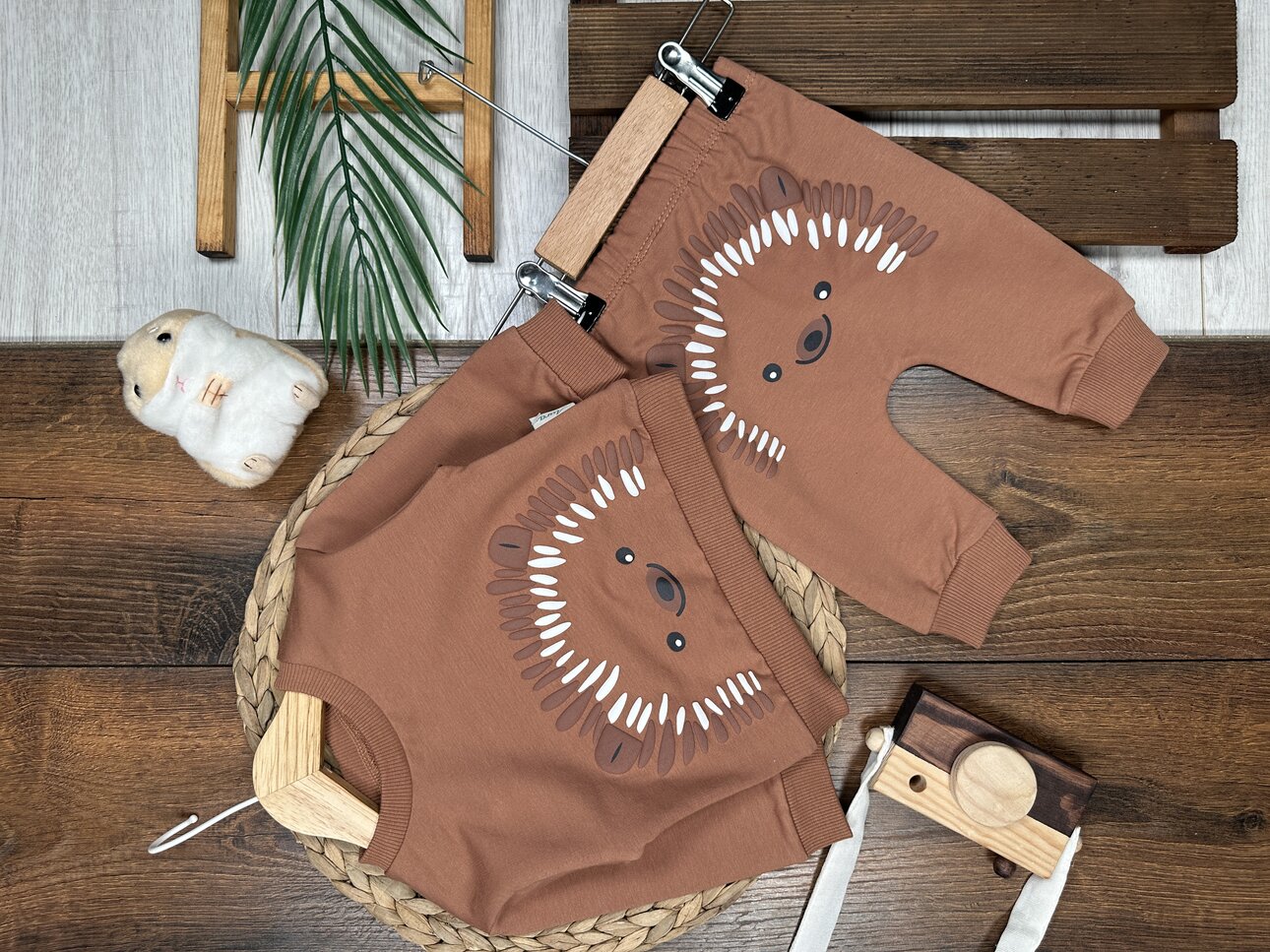 Pamuklu Kirpi Detaylı 2li Erkek Bebek Takım