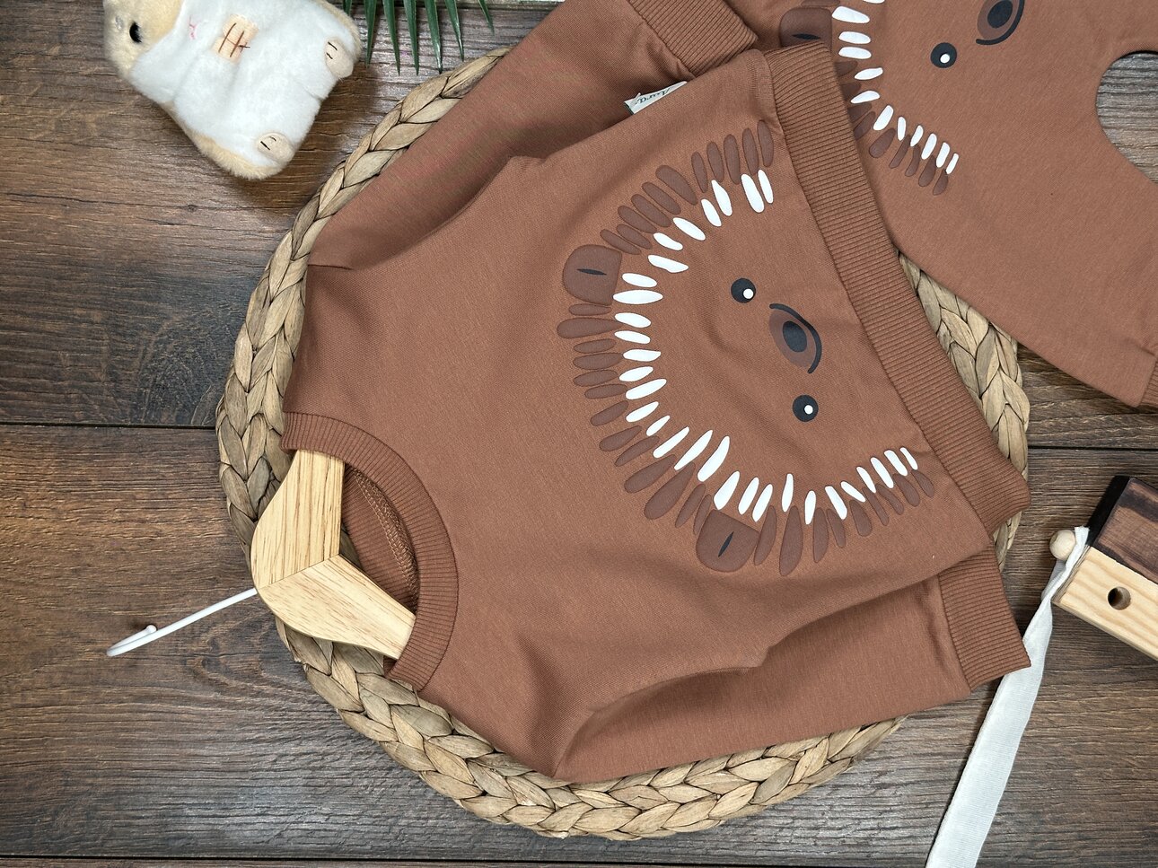 Pamuklu Kirpi Detaylı 2li Erkek Bebek Takım