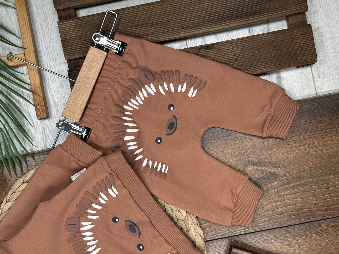 Pamuklu Kirpi Detaylı 2li Erkek Bebek Takım