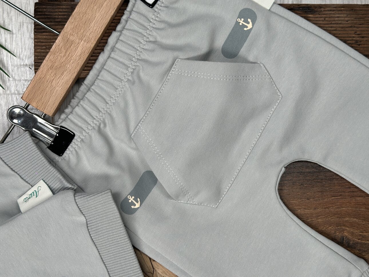 Pamuklu Yelken Detaylı Kanguru Cepli 2li Erkek Bebek Takım