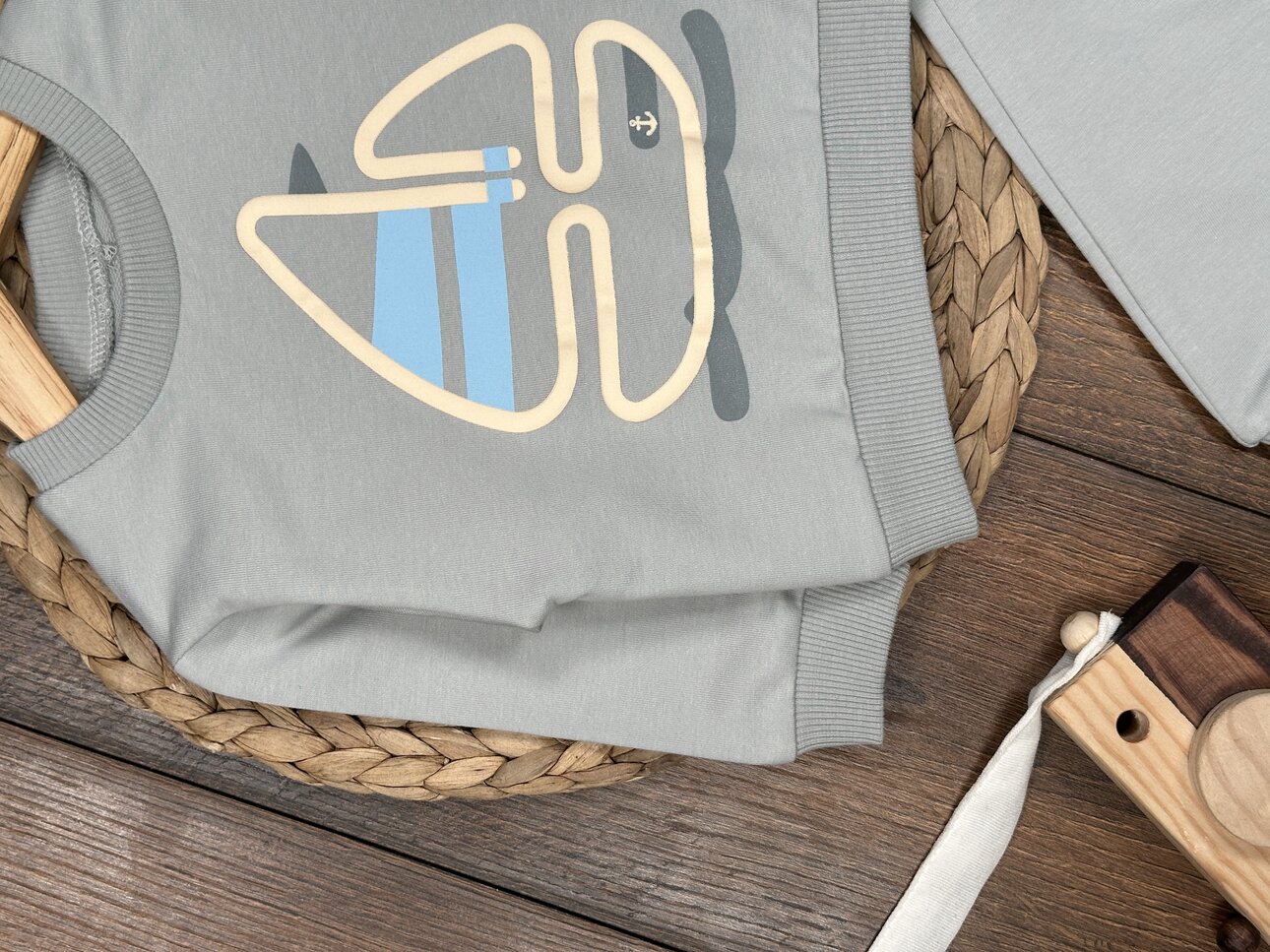 Pamuklu Yelken Detaylı Kanguru Cepli 2li Erkek Bebek Takım