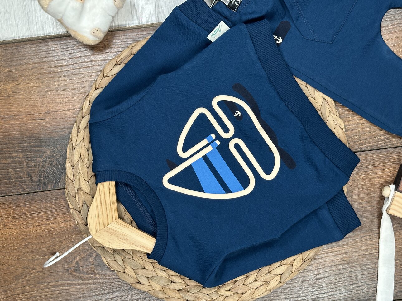 Pamuklu Yelken Detaylı Kanguru Cepli 2li Erkek Bebek Takım