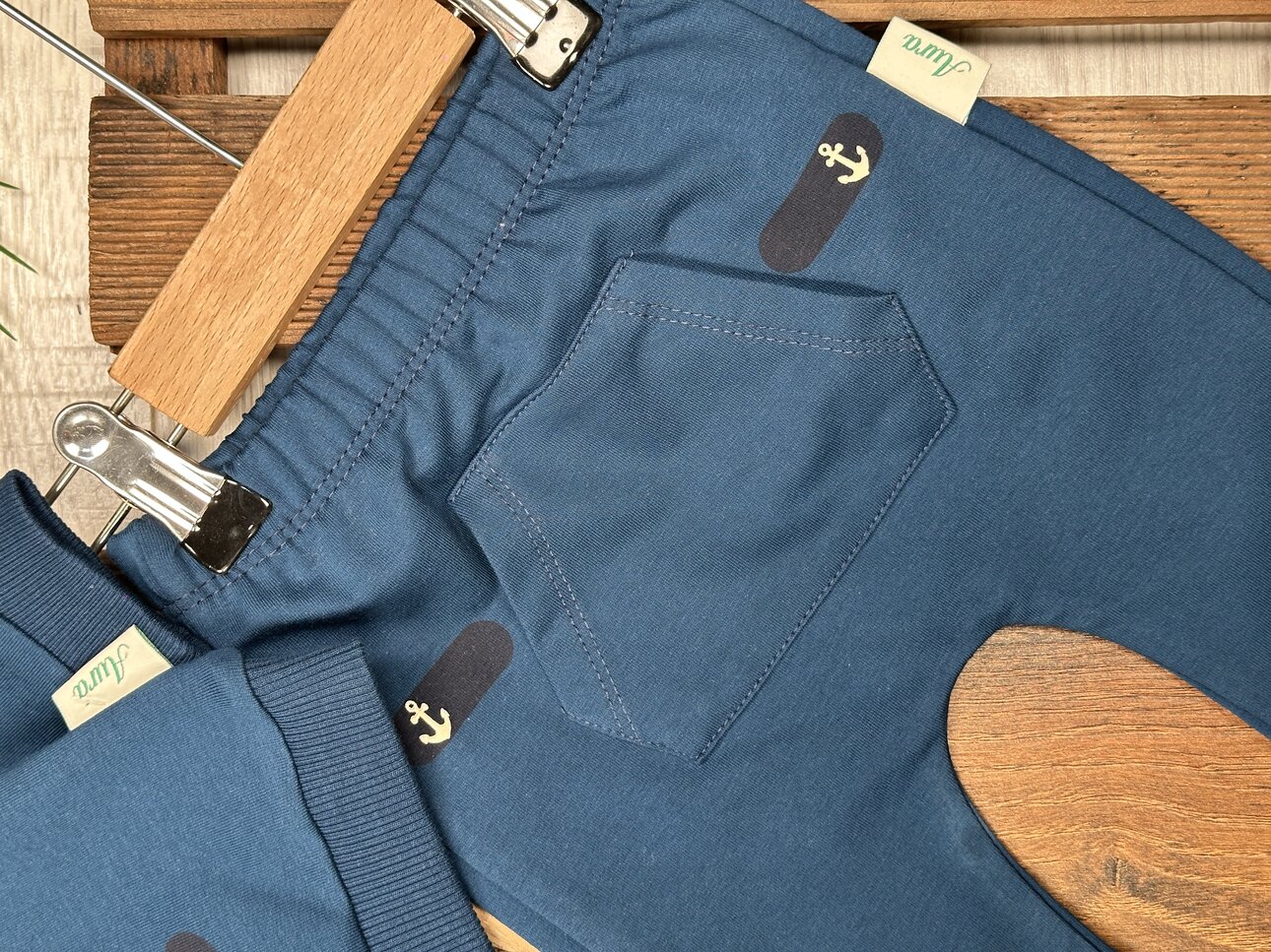 Pamuklu Yelken Detaylı Kanguru Cepli 2li Erkek Bebek Takım