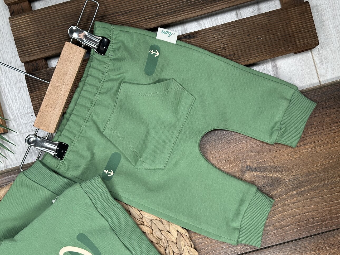 Pamuklu Yelken Detaylı Kanguru Cepli 2li Erkek Bebek Takım