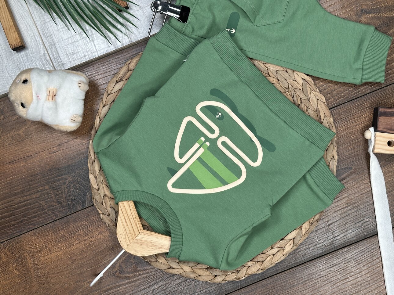 Pamuklu Yelken Detaylı Kanguru Cepli 2li Erkek Bebek Takım