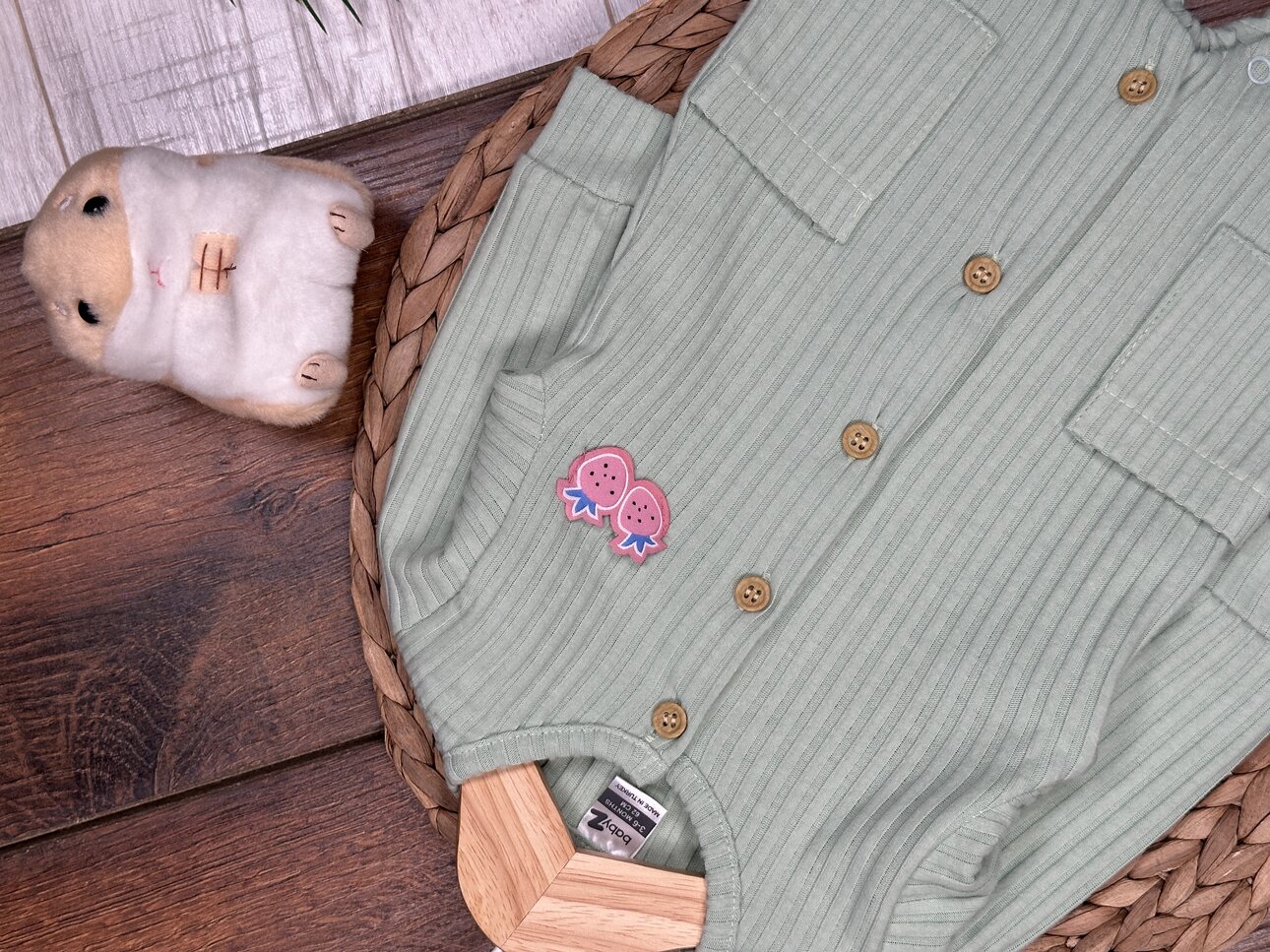 Pamuklu Düğme Detaylı Fitilli Tulum Kız Bebek Takım