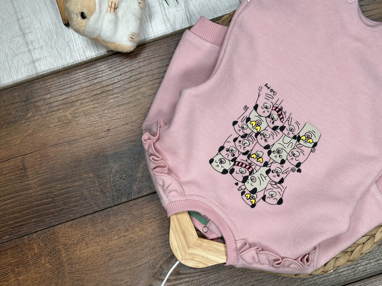 Selanik Örgüsü Pamuklu Animals Detaylı Kız Bebek Tulum