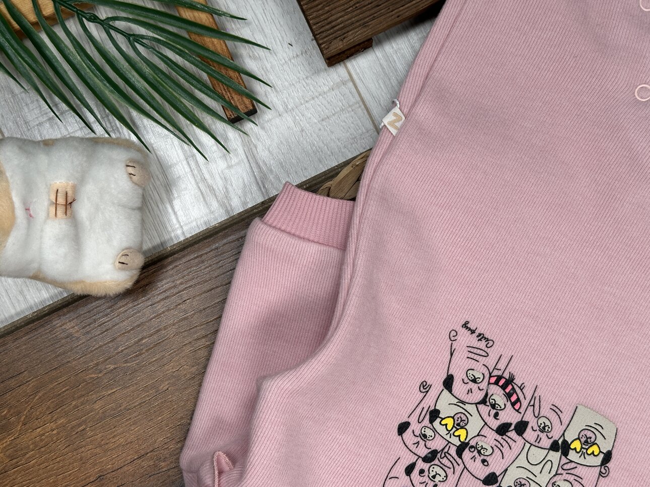 Selanik Örgüsü Pamuklu Animals Detaylı Kız Bebek Tulum