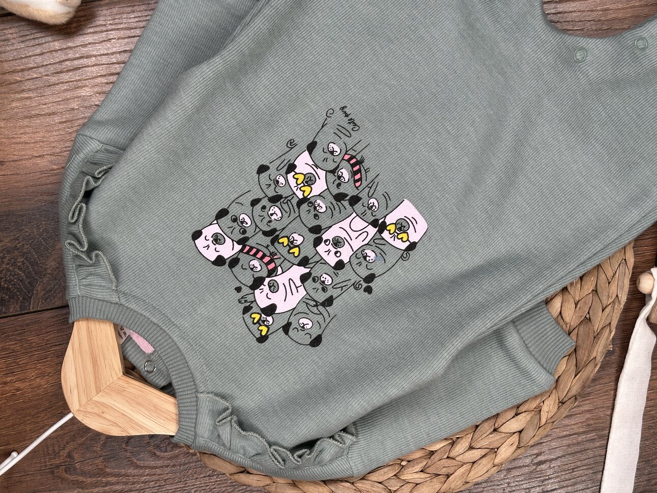 Selanik Örgüsü Pamuklu Animals Detaylı Kız Bebek Tulum